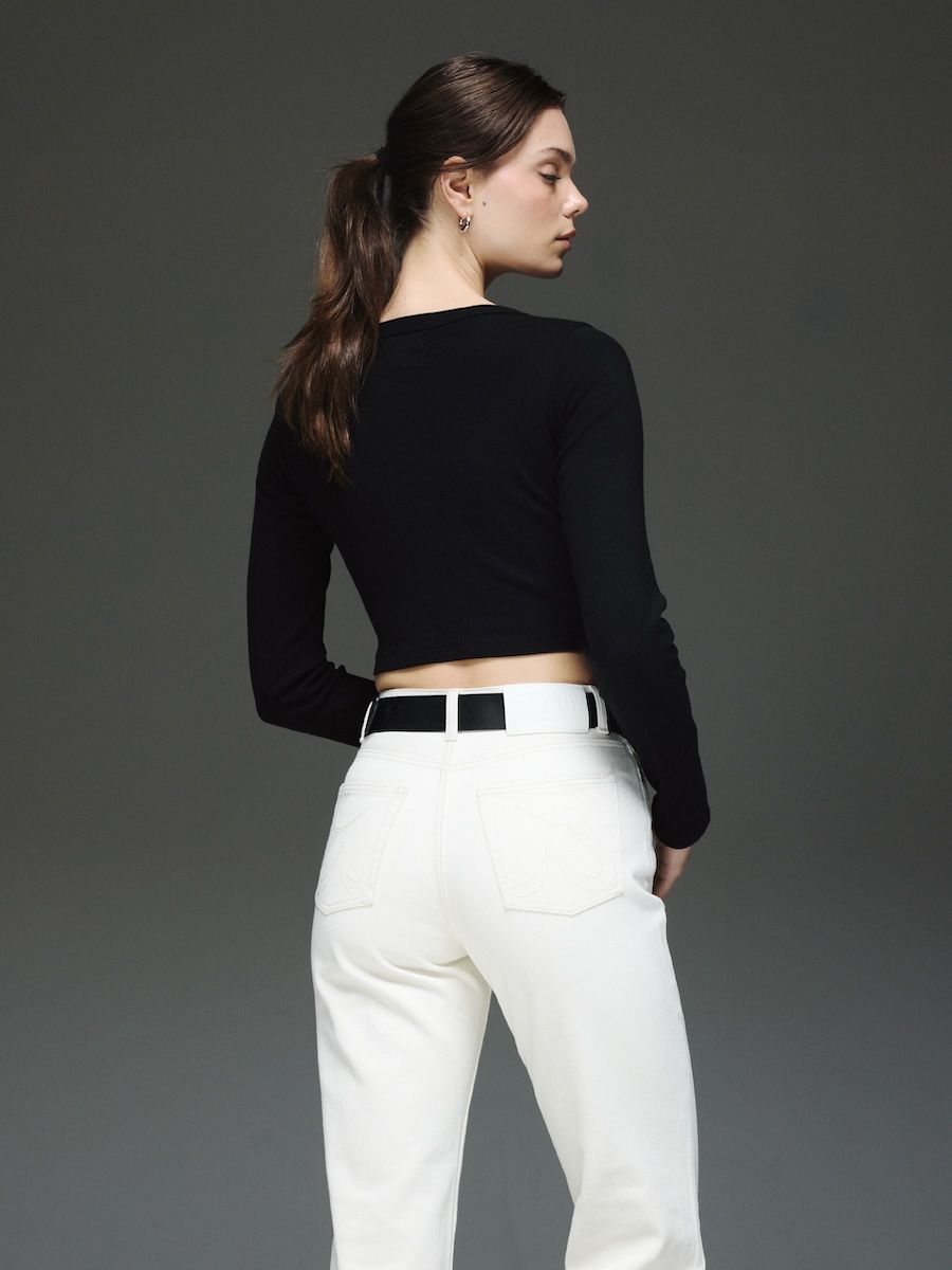★GLOWNY★THE EMMA JEANS (WHITE)★正規品/韓国直送料込/人気 THE EMMA JEANS (WHITE) - GLOWNY