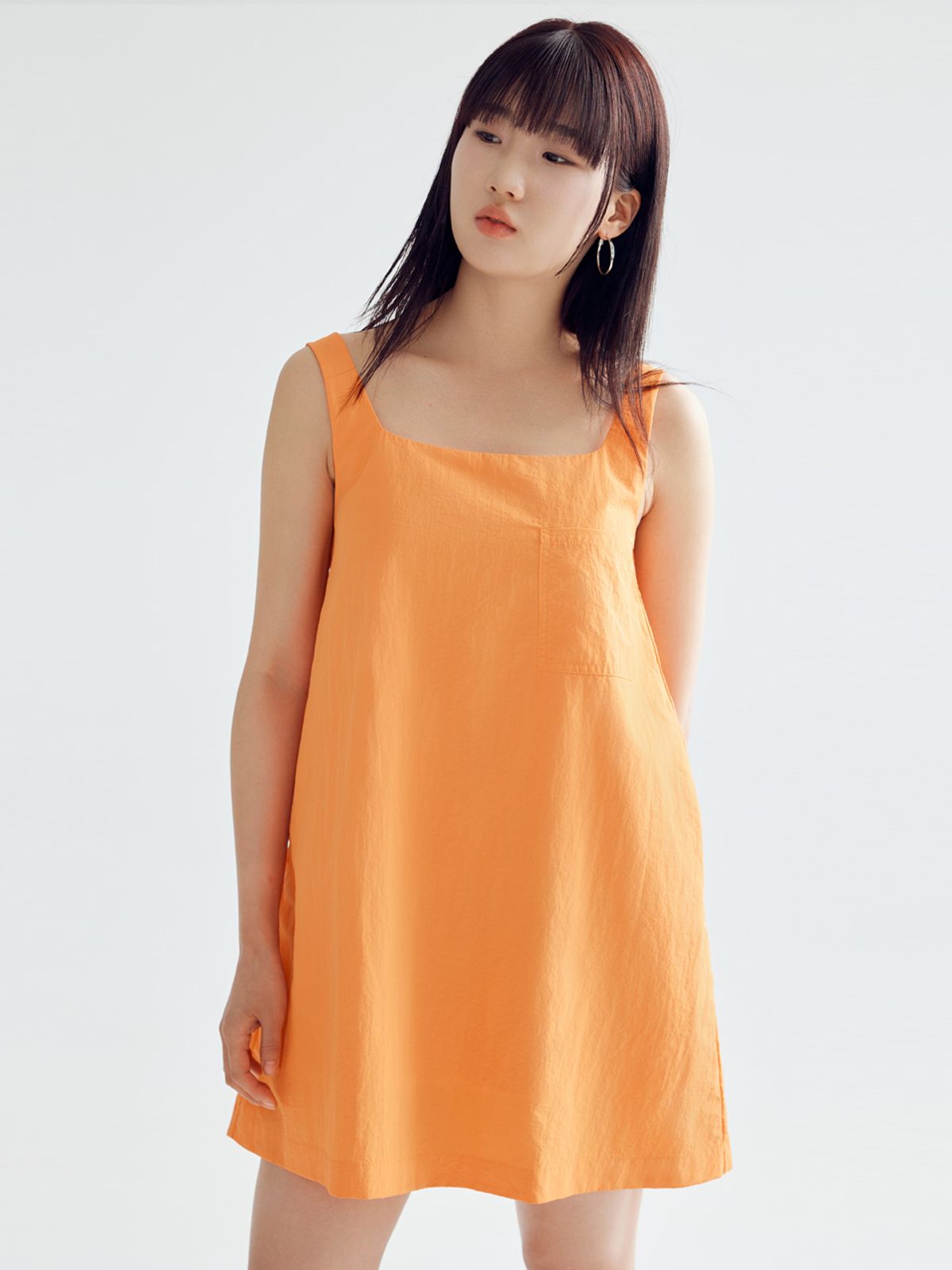 봄날 부티크(BOMNAL BOUTIQUE) 스퀘어 미니 드레스  _  오렌지