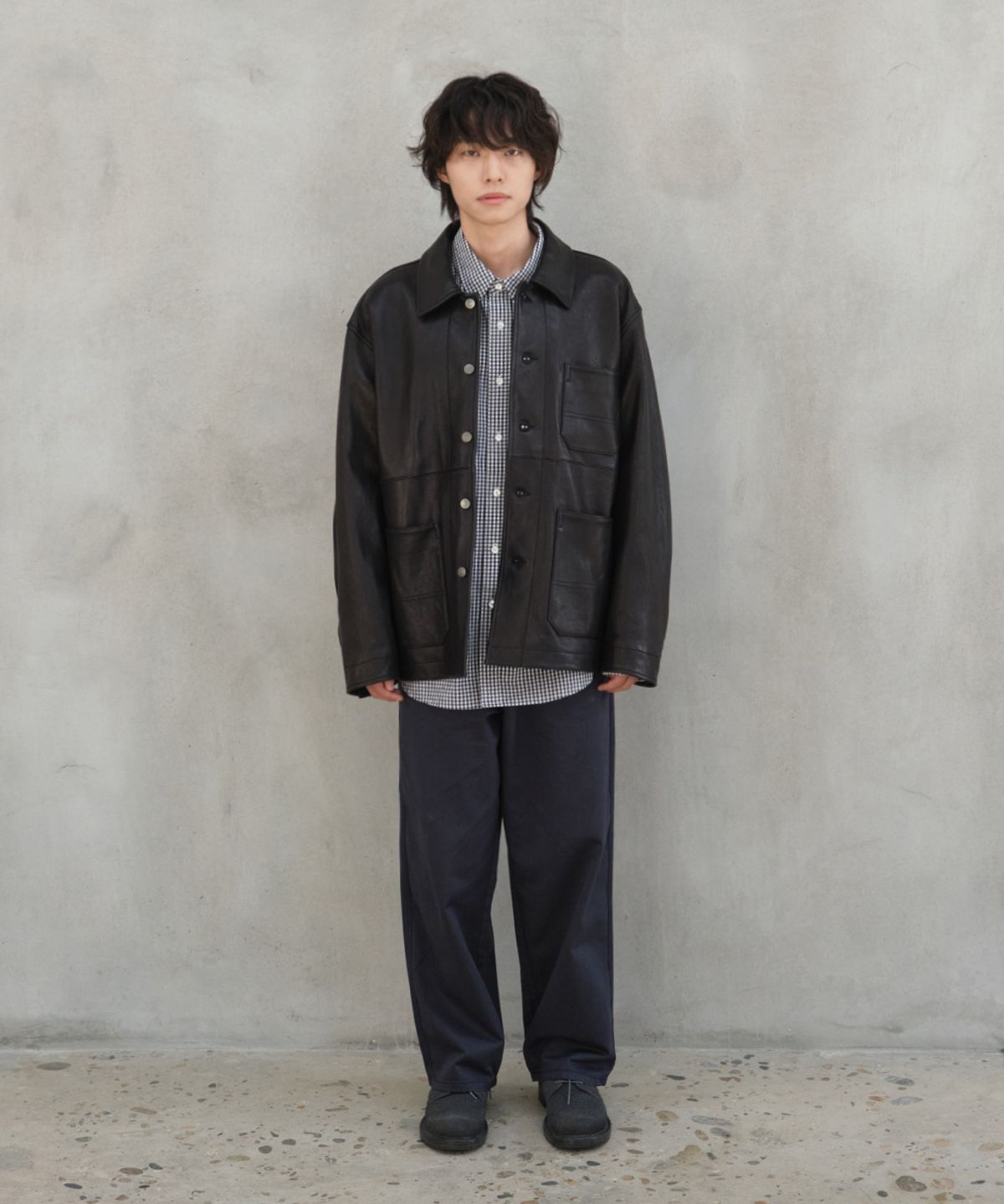 홀리선(HORLISUN) Arcadia Leather Work Jacket Black