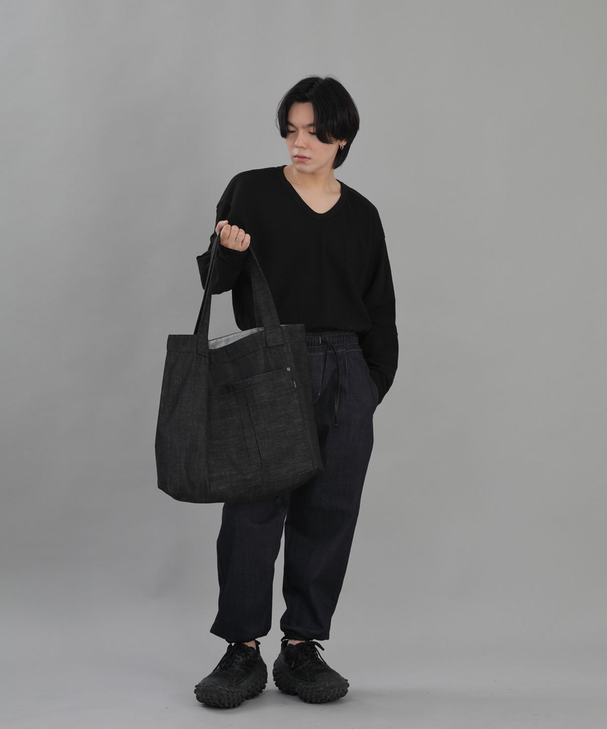 세인트크루(SAINTCREW) 리벳픽스 카고포켓 빅에코백 RC-133 데님블랙 BKS