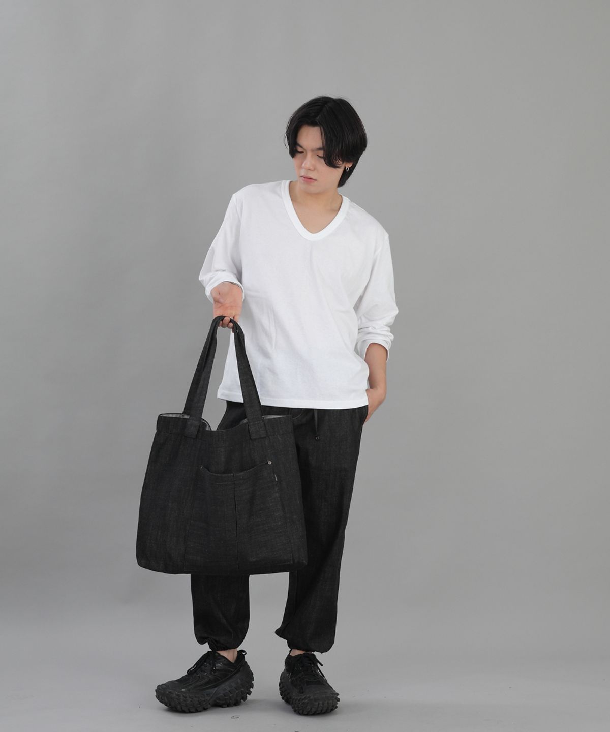 세인트크루(SAINTCREW) 리벳픽스 카고포켓 빅에코백 RC-133 데님블랙 BKS