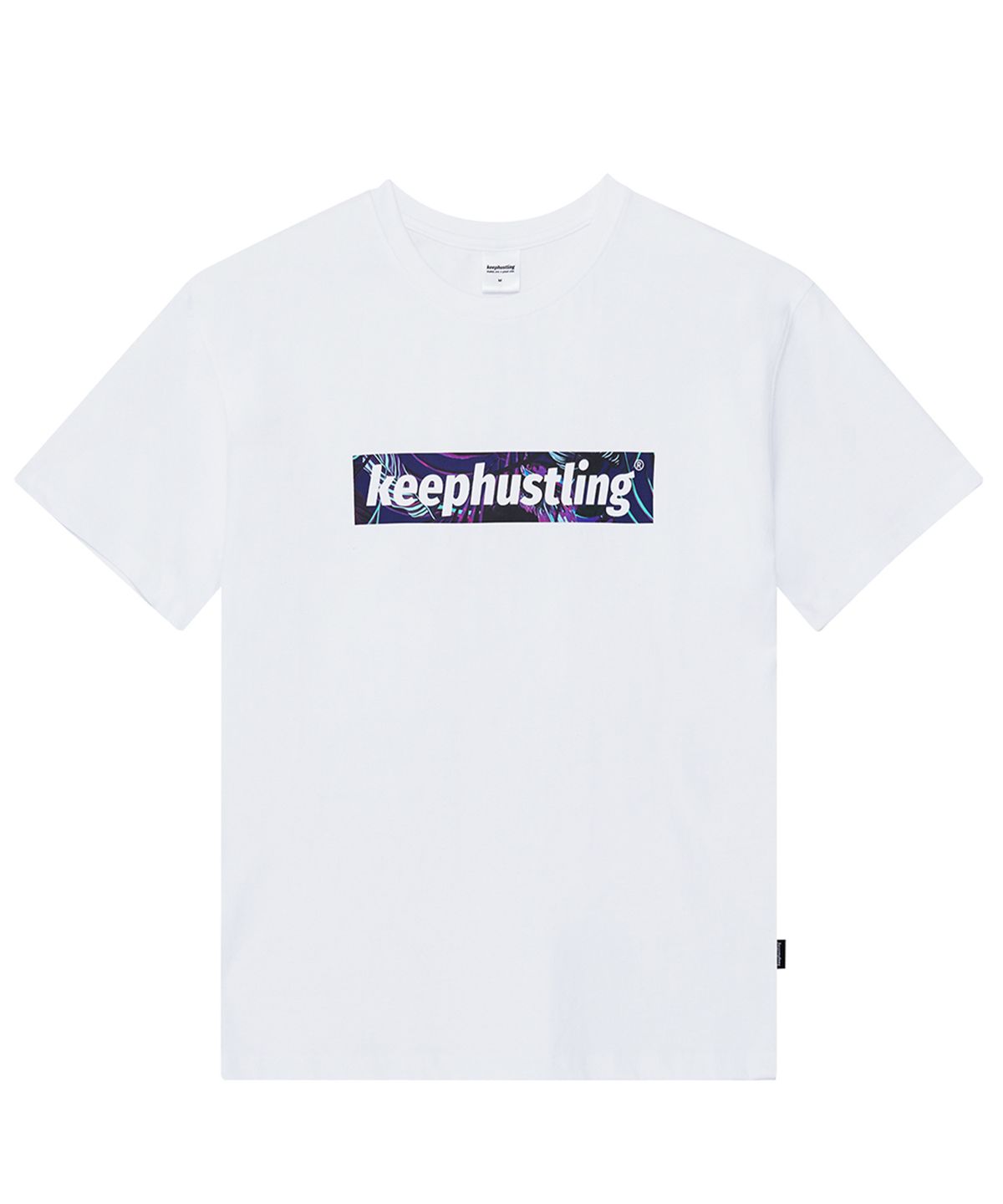 킵허슬링(KEEPHUSTLING) 트로피컬 박스로고 반팔티셔츠 (화이트)