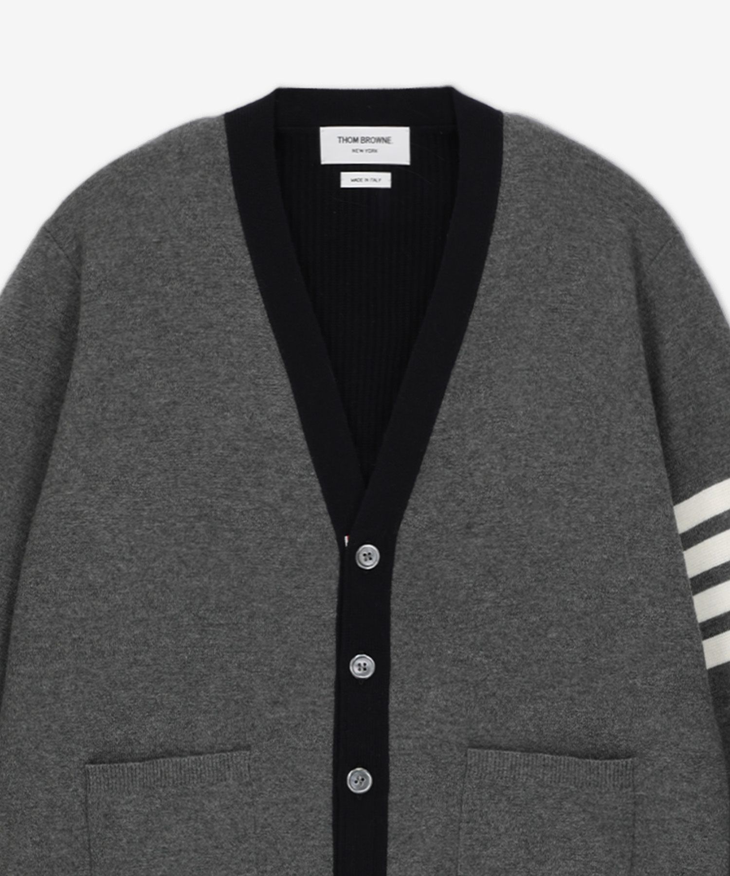 MUSINSA | THOM BROWNE 2 N 1 4 Bar Merino Wool Half Cardigan