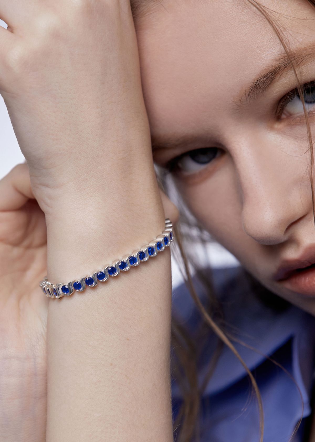 아논(ANON) Wavy Tennis Bracelet_Dark Blue