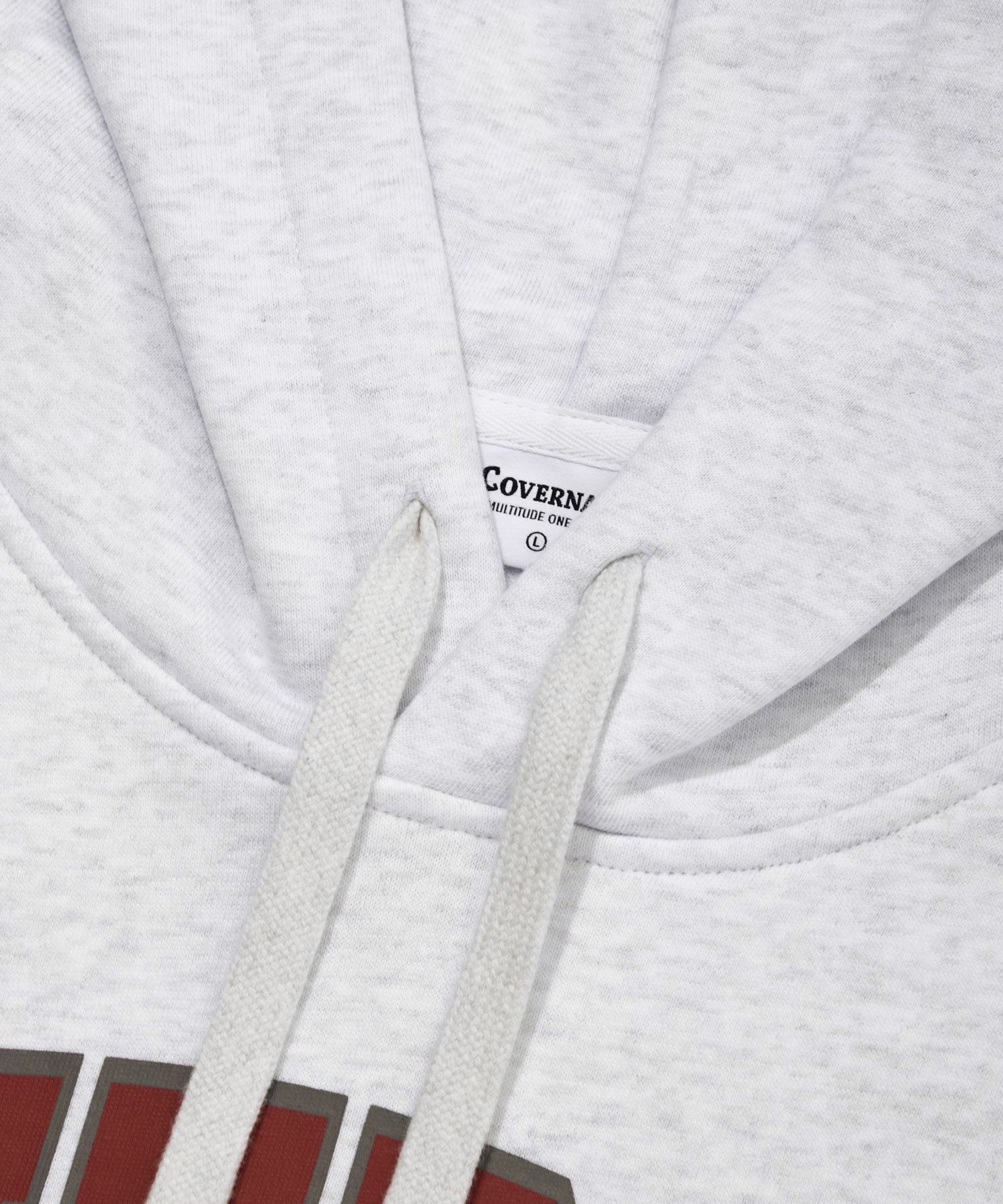 MUSINSA公式 | COVERNAT Arch Logo Drop Fit Hoodie Heather Grey
