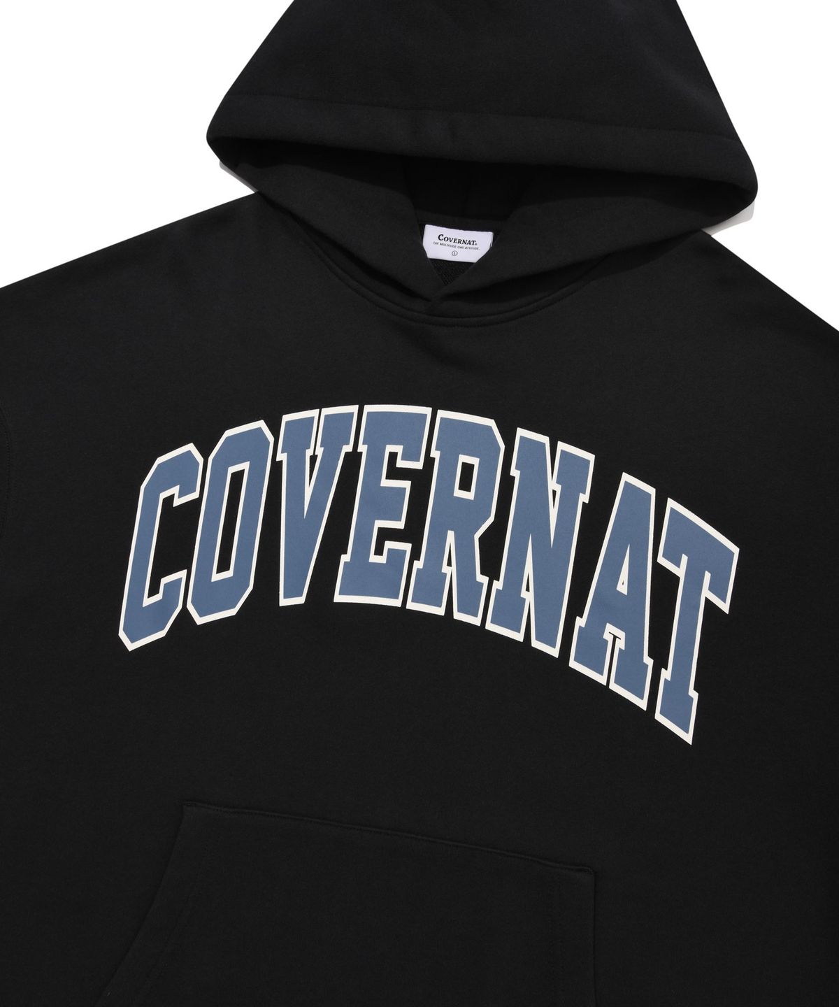 커버낫(COVERNAT) 아치 로고 드롭핏 후디 블랙