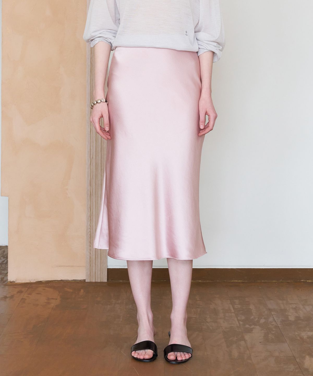 튜드먼트(TTUDEMENT) 새틴 롱 스커트 (PINK)