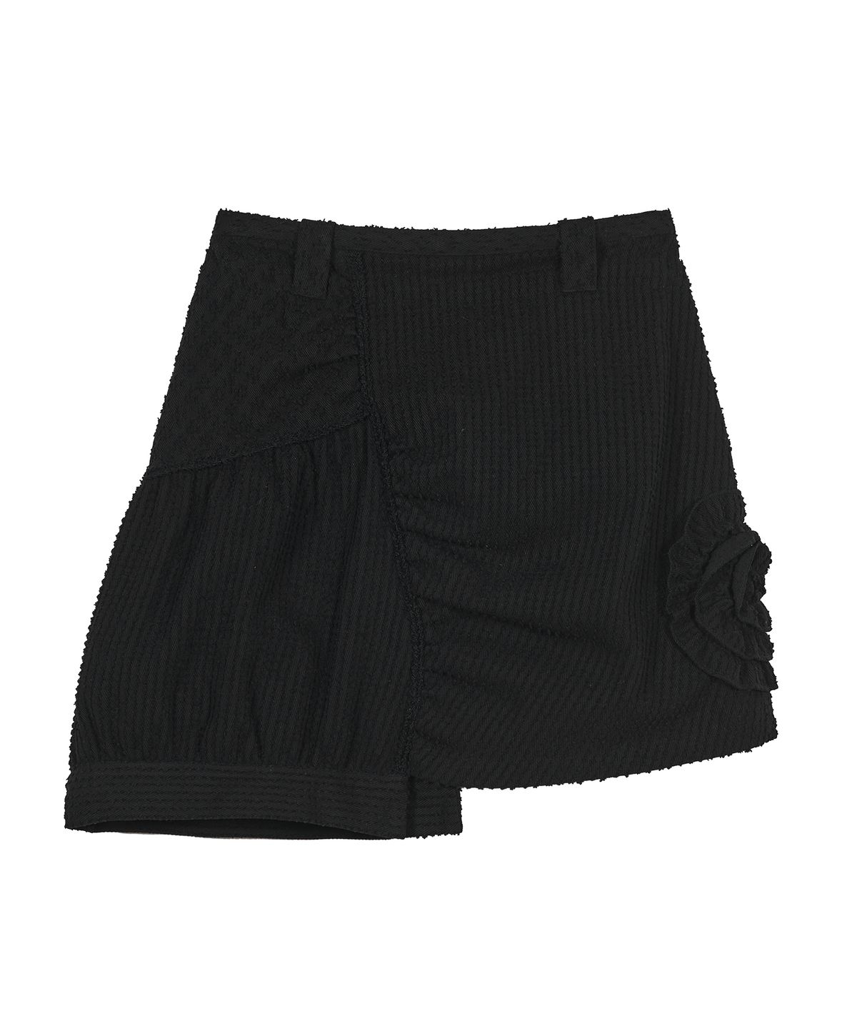 타입서비스(TYPESERVICE) Asymmetry Embroidery Skirt [Black]