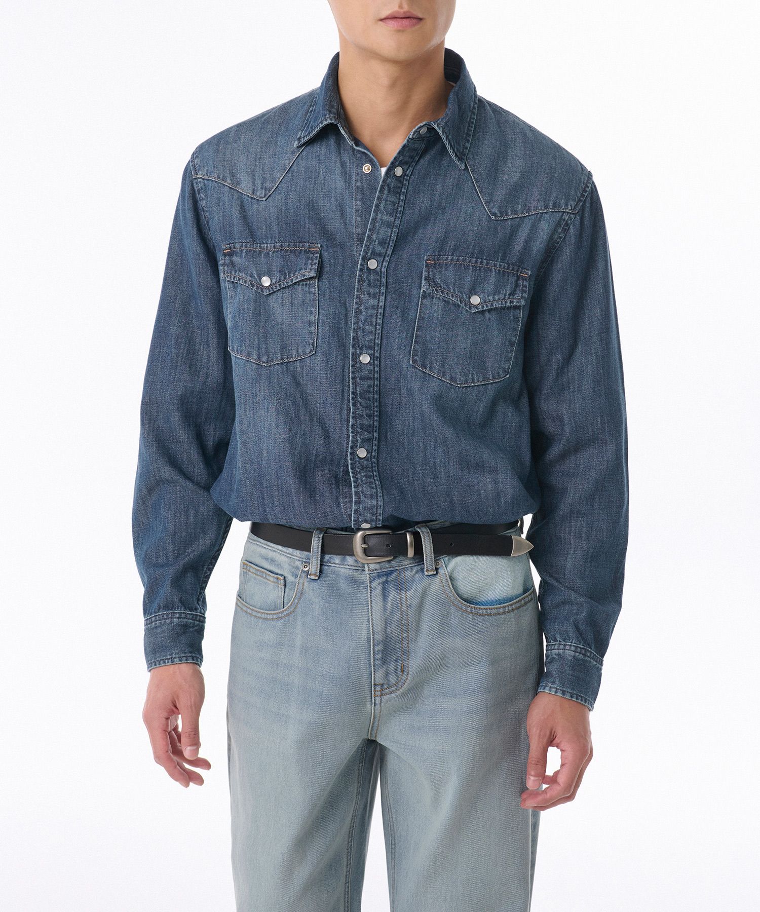 ★MUSINSA STANDARD★ Denim Western Shirt Dark Blue MMDNH504- MUSINSA公式 | MUSINSA STANDARD Denim Western Shirt [Medium