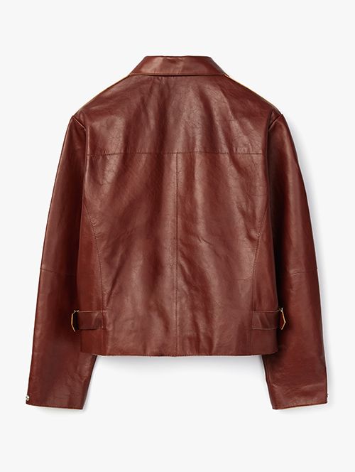 MUSINSA公式 | LEMARD Cowhide Western Leather Short Jacket - Red