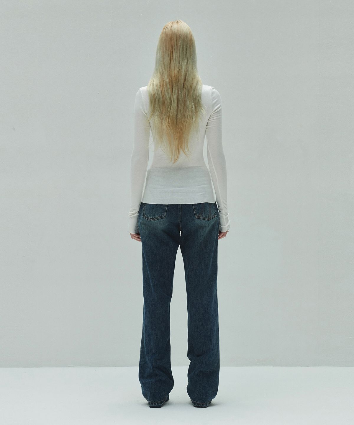 다이애그널(DIAGONAL) BASIC LINE DENIM PANTS (dark blue)
