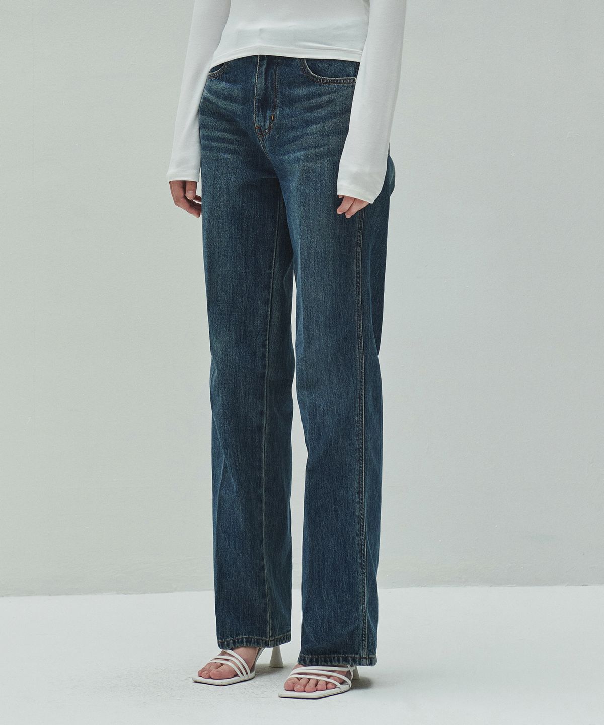 다이애그널(DIAGONAL) BASIC LINE DENIM PANTS (dark blue)
