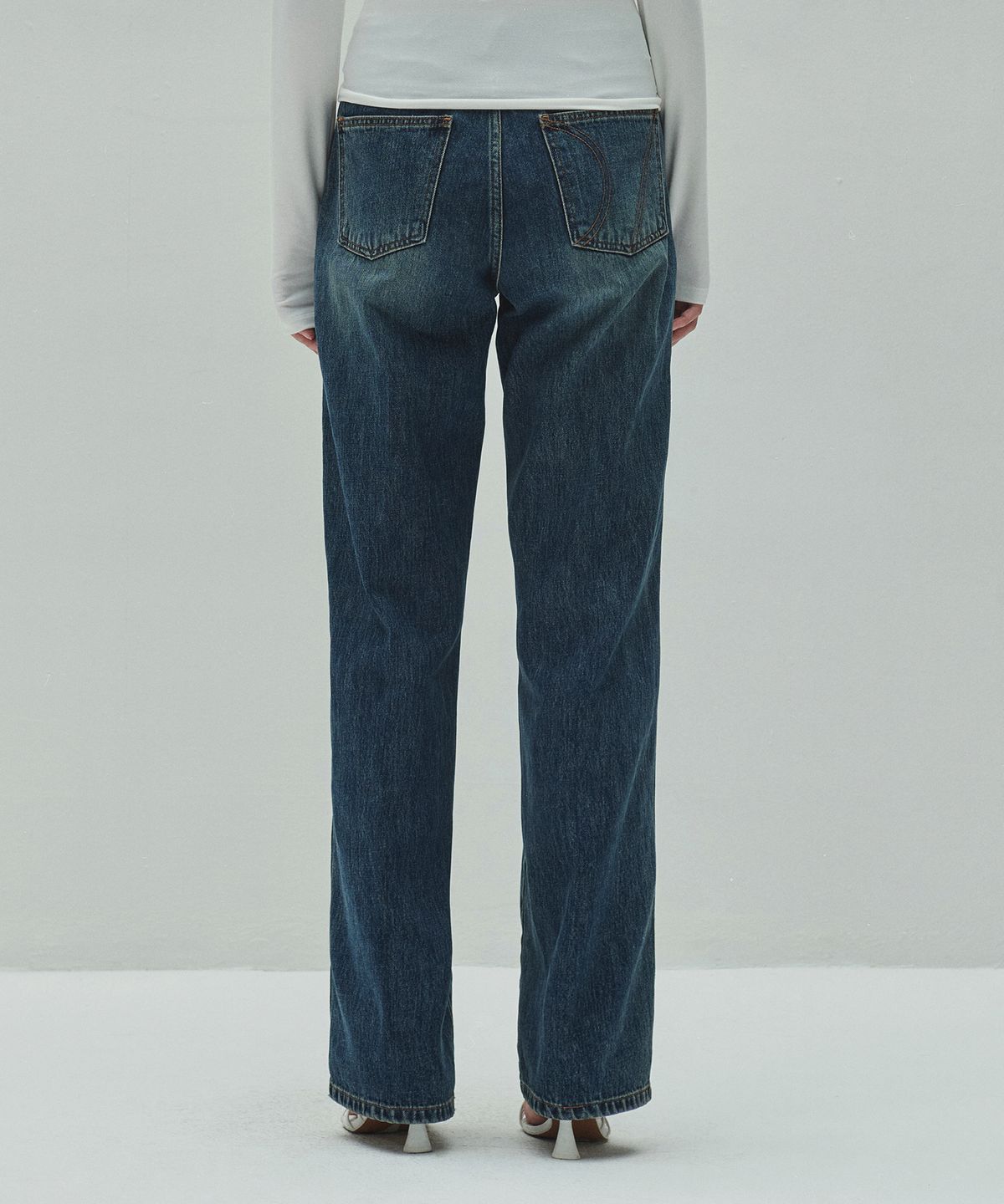 다이애그널(DIAGONAL) BASIC LINE DENIM PANTS (dark blue)