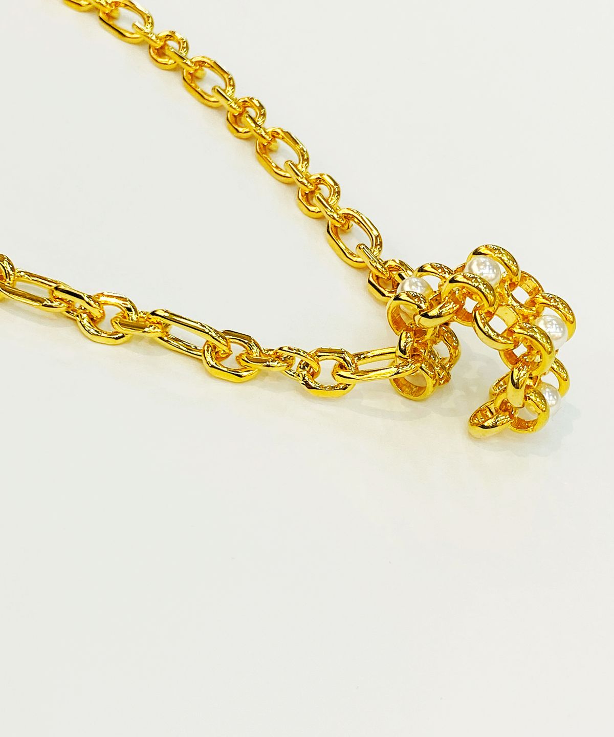 쿠도스(KUDOS) Half Round Pearl Chain Necklace