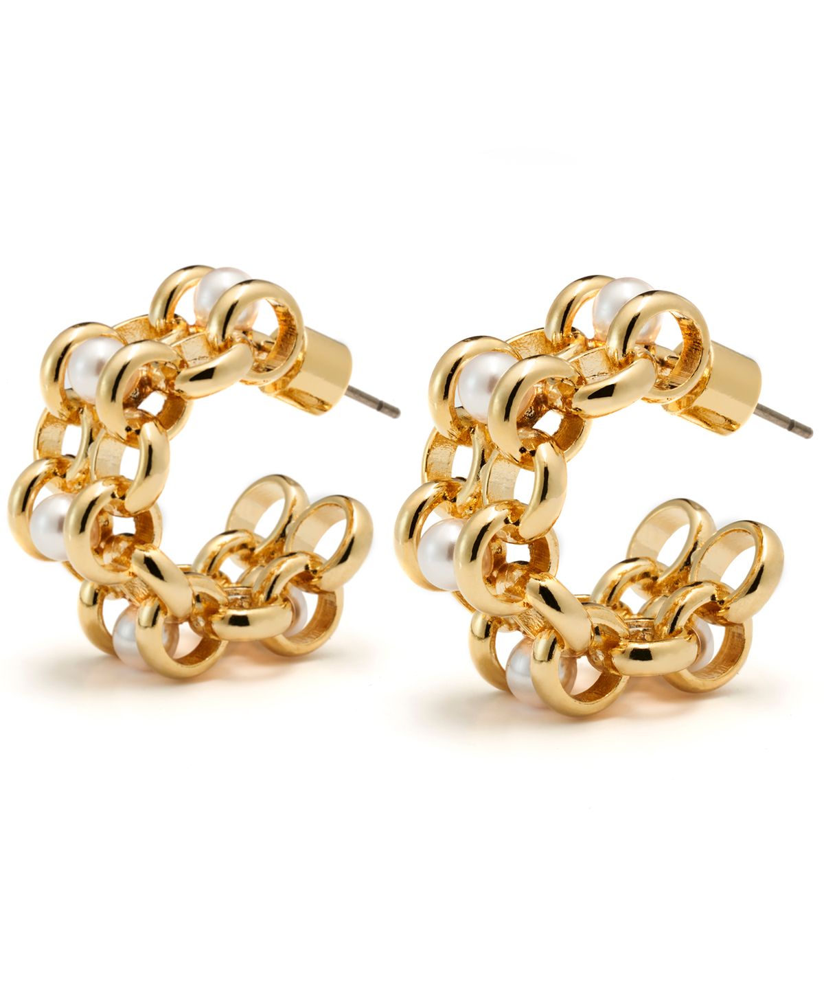 쿠도스(KUDOS) Half Round Pearl Chain Earrings
