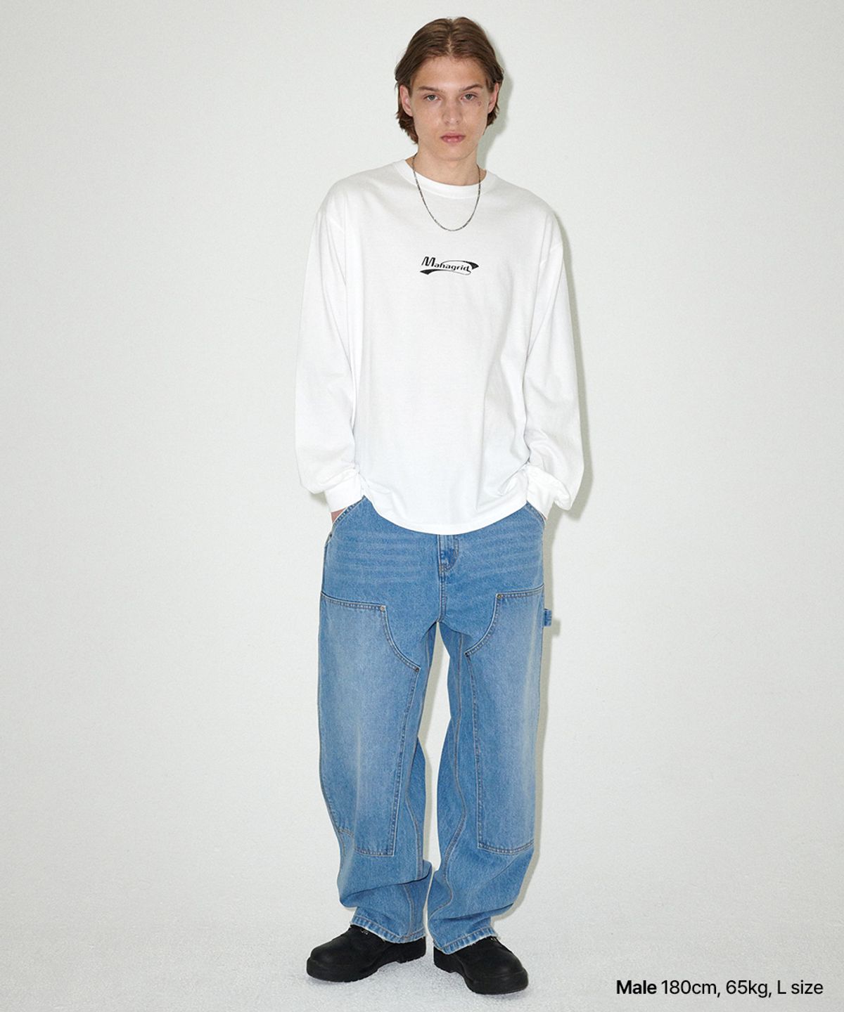 마하그리드(MAHAGRID) DETERGENT LOGO LS TEE WHITE(MG2EFMT562A)