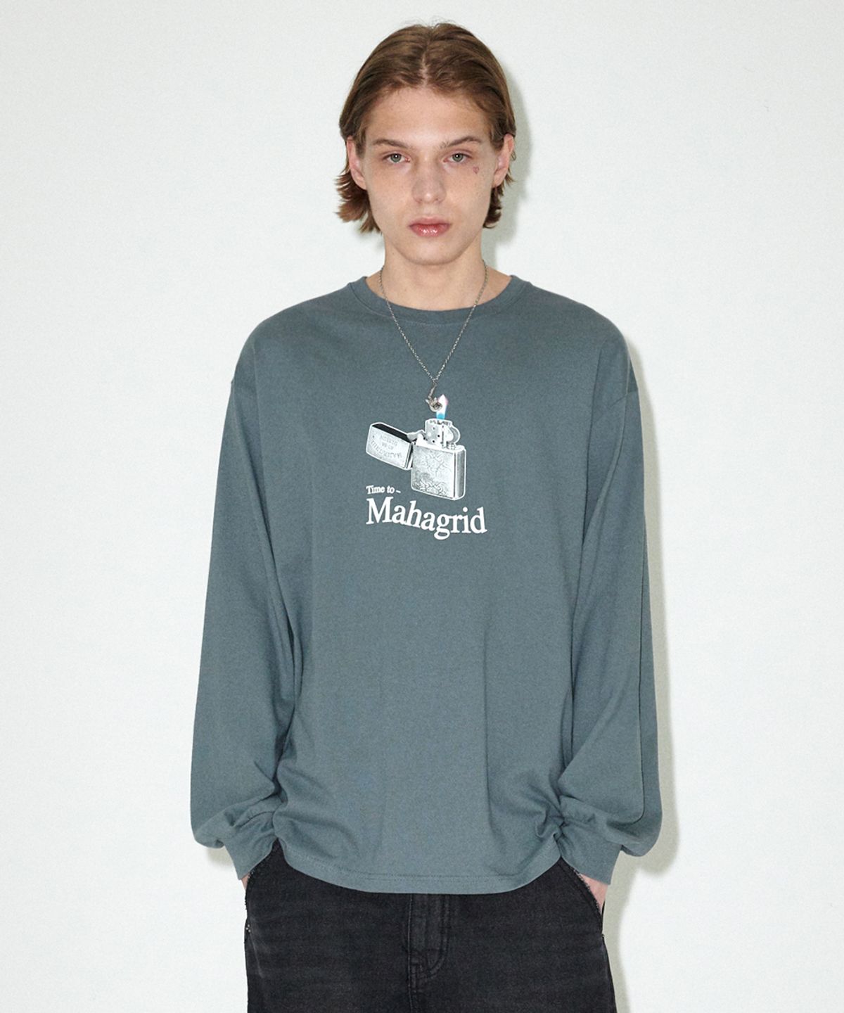 마하그리드(MAHAGRID) IT’S TIME TO LS TEE GREY(MG2EFMT564A)