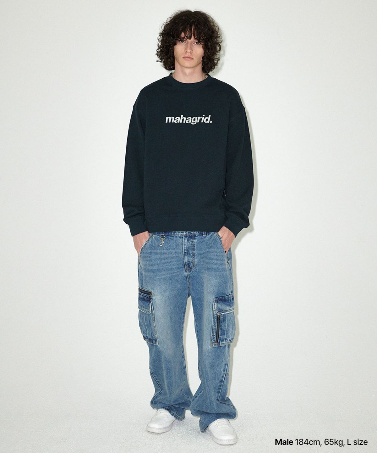 마하그리드(MAHAGRID) BASIC LOGO SWEATSHIRT NAVY((MG2EFMM449A)