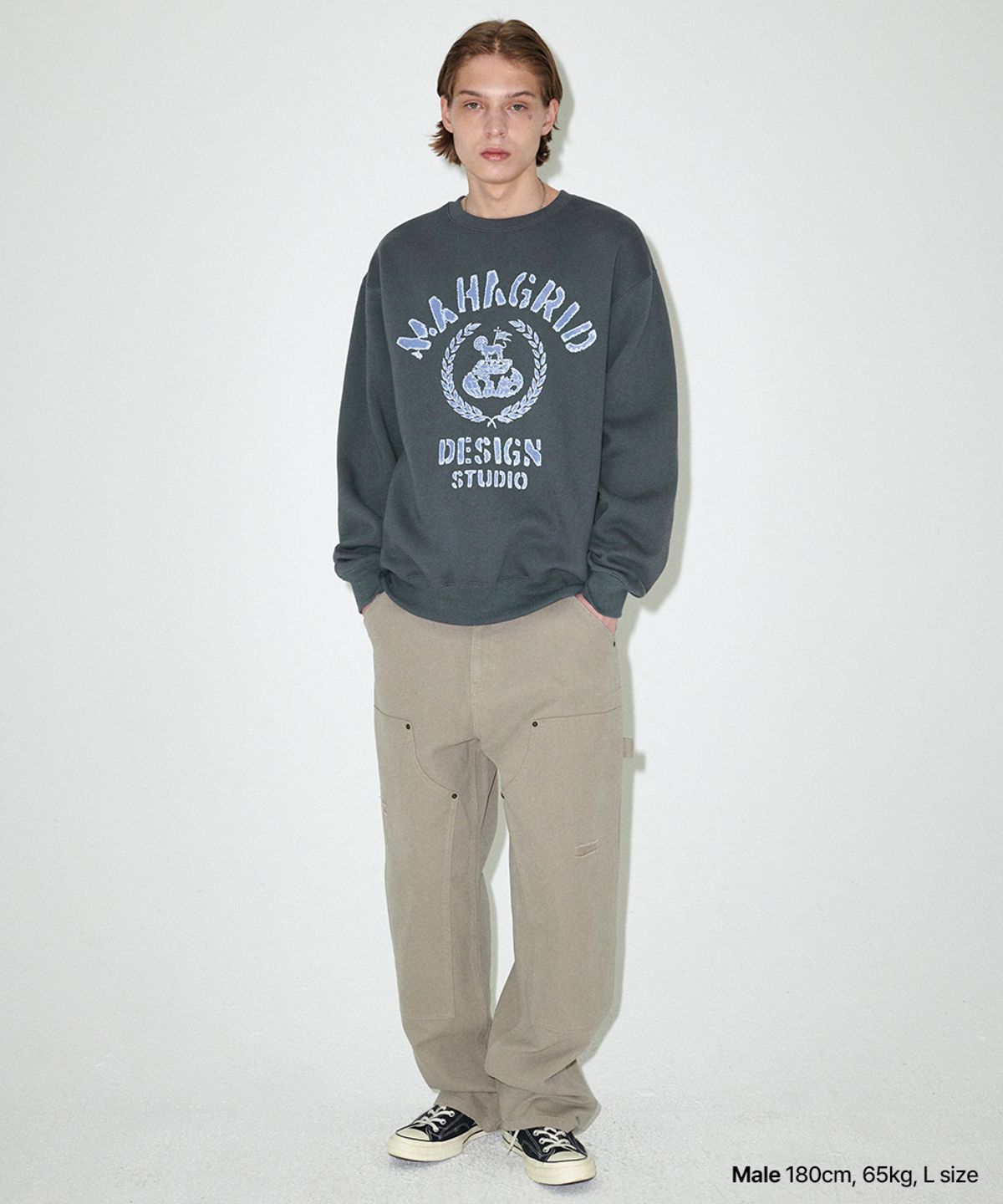마하그리드(MAHAGRID) VINTAGE COLLEGE SWEATSHIRT_3colors