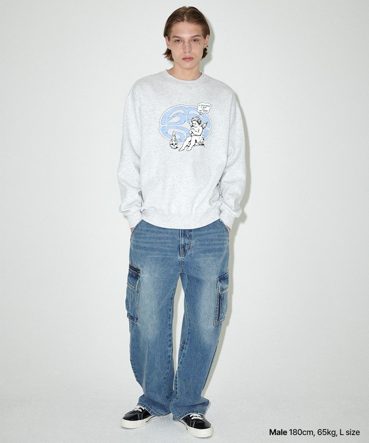 마하그리드(MAHAGRID) ANGEL ECLIPSE SWEATSHIRT LIGHT GREY(MG2EFMM461A)