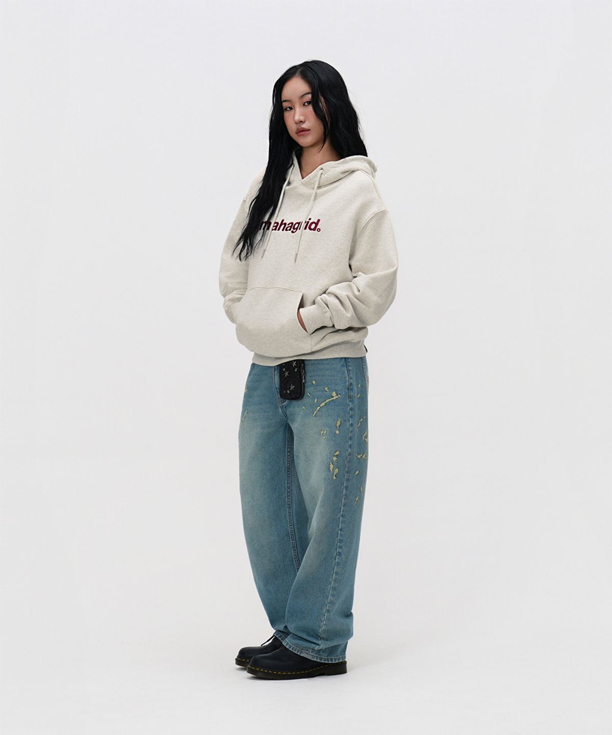 마하그리드(MAHAGRID) BASIC LOGO HOODIE OATMEAL(MG2EFMM407A)