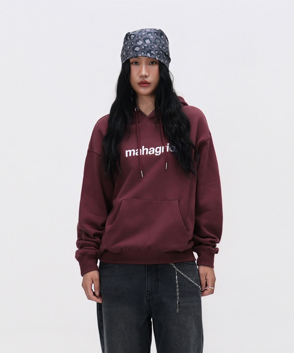 마하그리드(MAHAGRID) BASIC LOGO HOODIE BURGUNDY(MG2EFMM407A)
