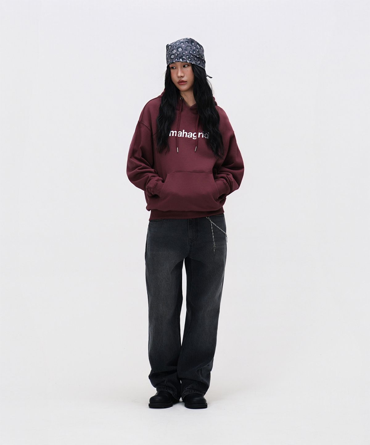 마하그리드(MAHAGRID) BASIC LOGO HOODIE BURGUNDY(MG2EFMM407A)