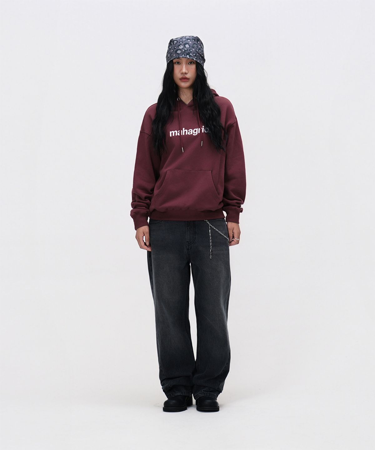 마하그리드(MAHAGRID) BASIC LOGO HOODIE BURGUNDY(MG2EFMM407A)