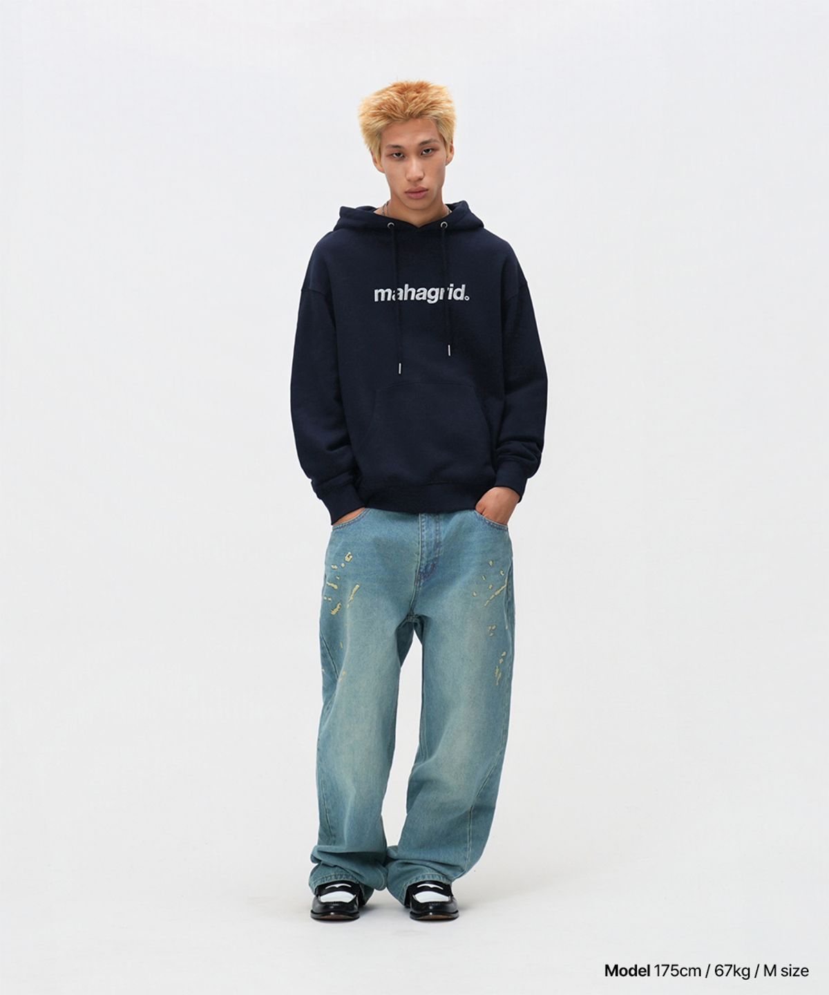 마하그리드(MAHAGRID) BASIC LOGO HOODIE NAVY(MG2EFMM407A)