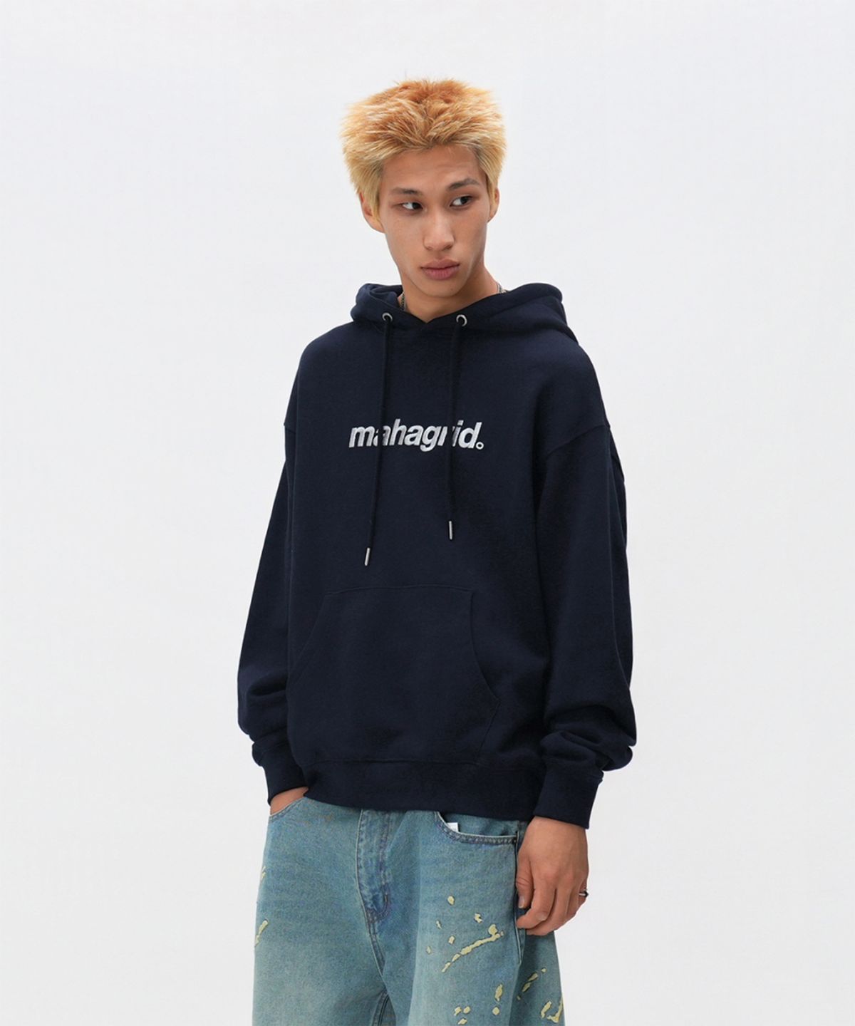 마하그리드(MAHAGRID) BASIC LOGO HOODIE NAVY(MG2EFMM407A)