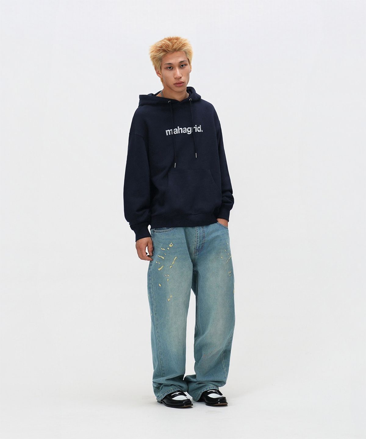 마하그리드(MAHAGRID) BASIC LOGO HOODIE NAVY(MG2EFMM407A)