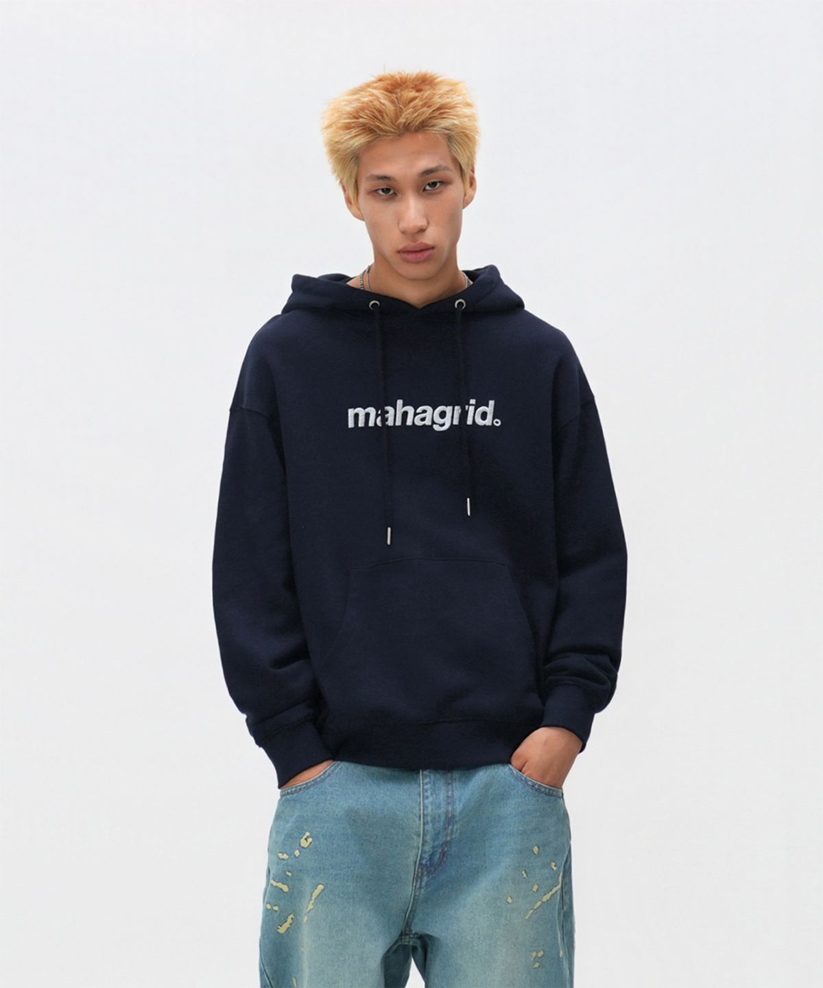 마하그리드(MAHAGRID) BASIC LOGO HOODIE NAVY(MG2EFMM407A)