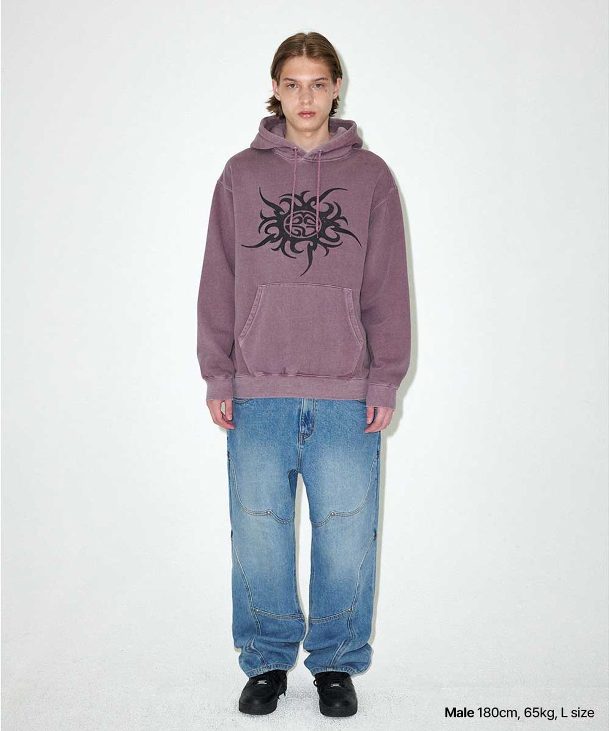 마하그리드(MAHAGRID) TRIBAL ECLIPSE PIGMENT HOODIE BURGUNDY(MG2EFMM408A)