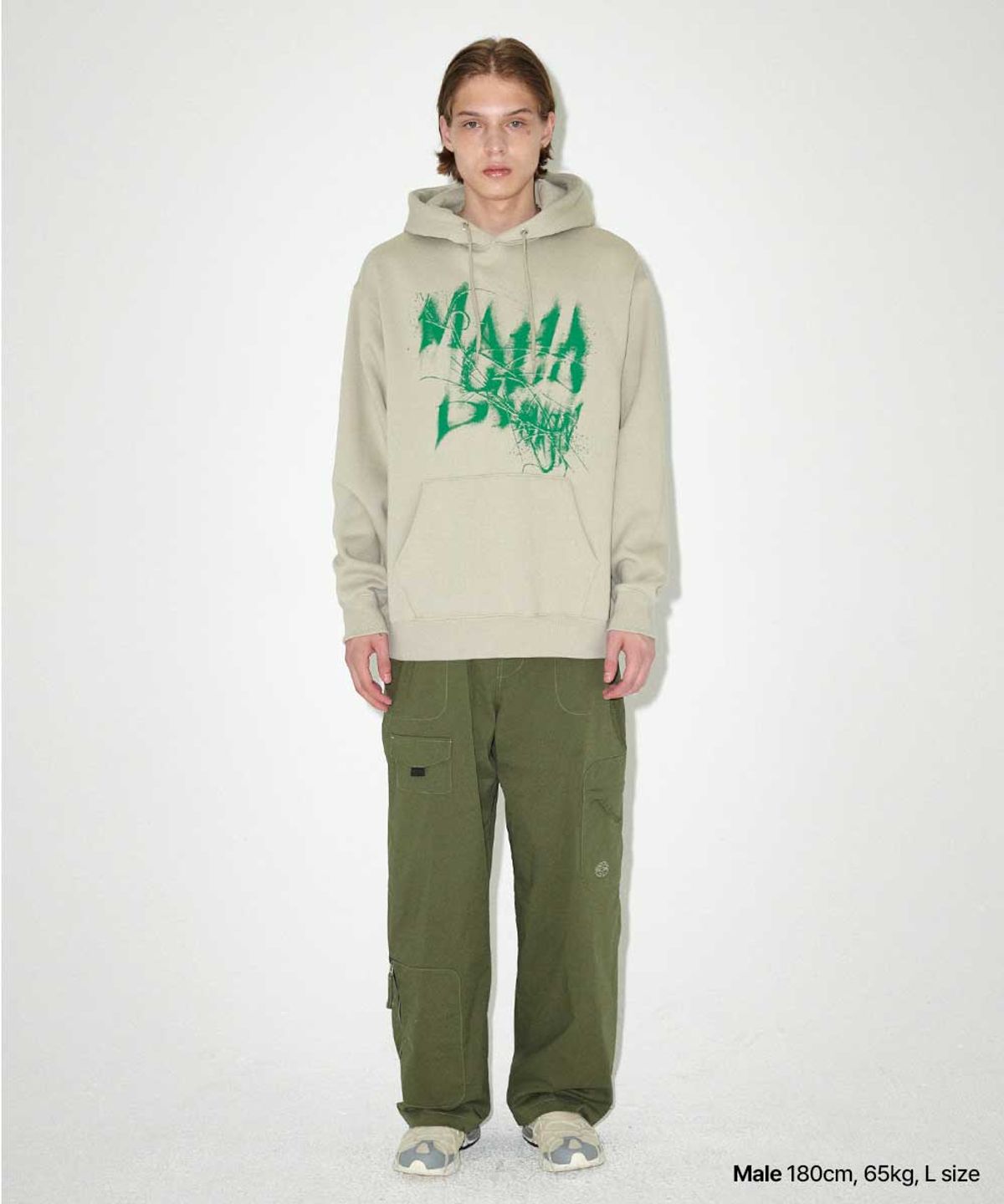 마하그리드(MAHAGRID) INK DISTORTION HOODIE BEIGE(MG2EFMM410A)