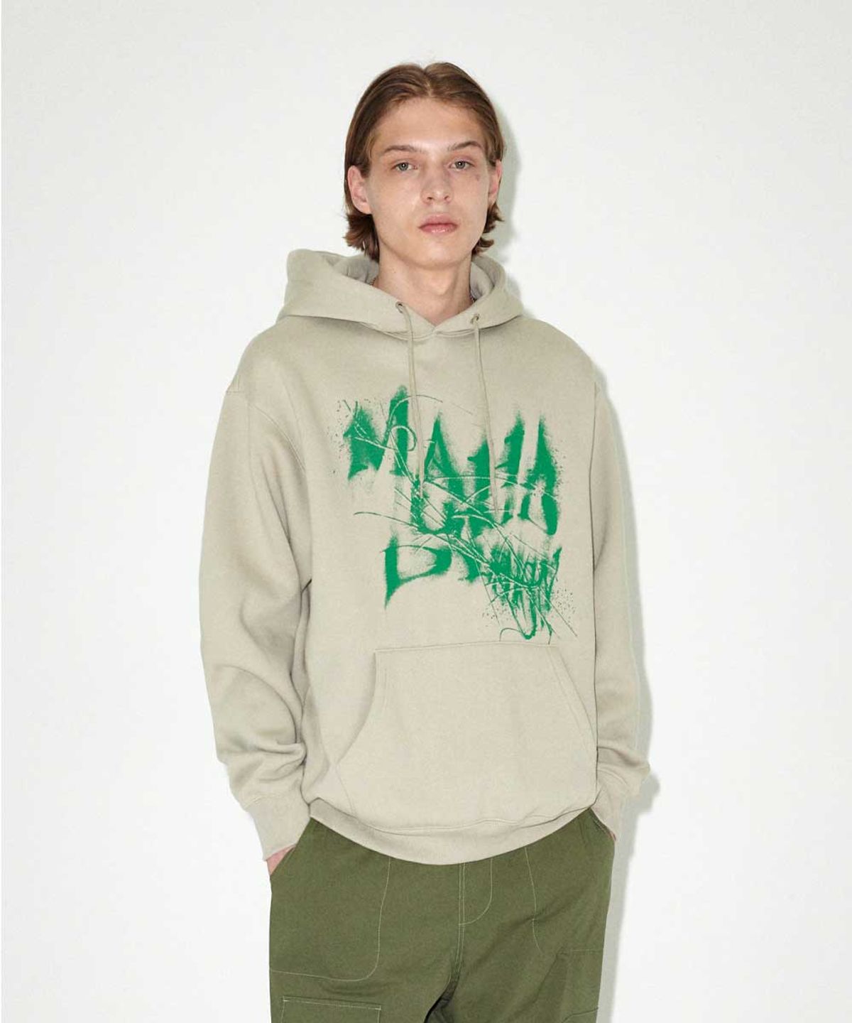 마하그리드(MAHAGRID) INK DISTORTION HOODIE BEIGE(MG2EFMM410A)