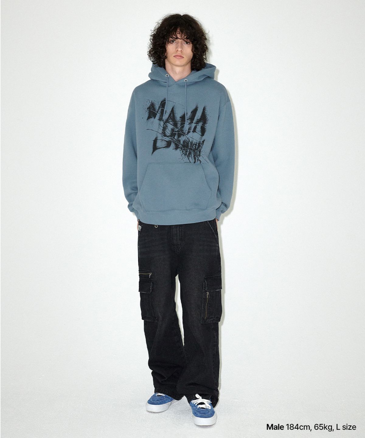 마하그리드(MAHAGRID) INK DISTORTION HOODIE BLUE(MG2EFMM410A)