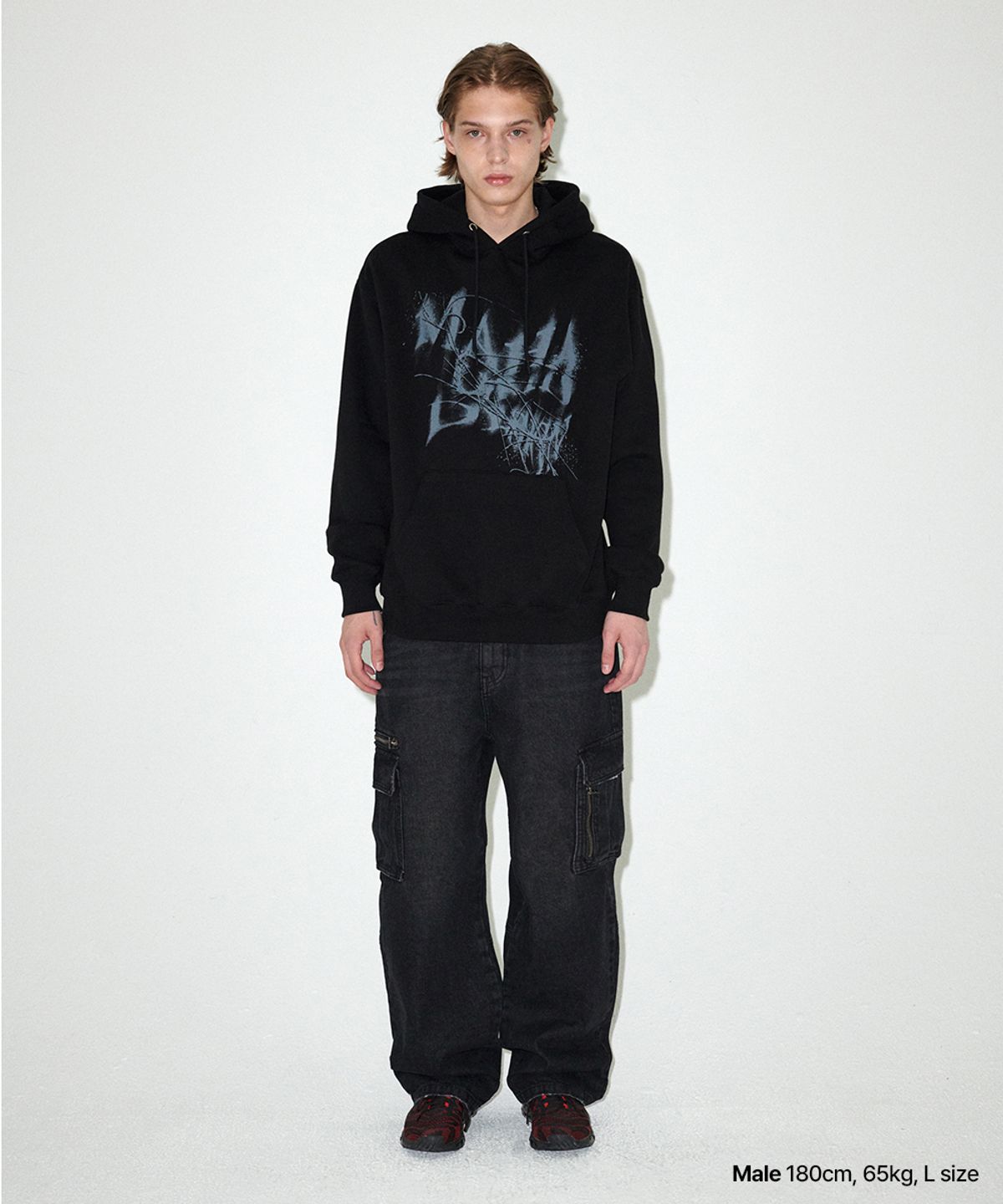 마하그리드(MAHAGRID) INK DISTORTION HOODIE BLACK(MG2EFMM410A)