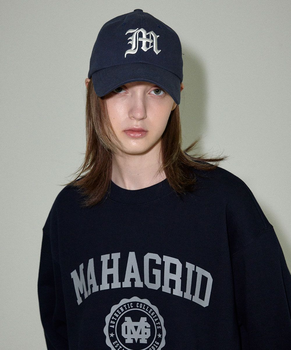 MUSINSA | MAHAGRID GOTHIC M LOGO BALL CAP NAVY(MG2EFMAB30A)