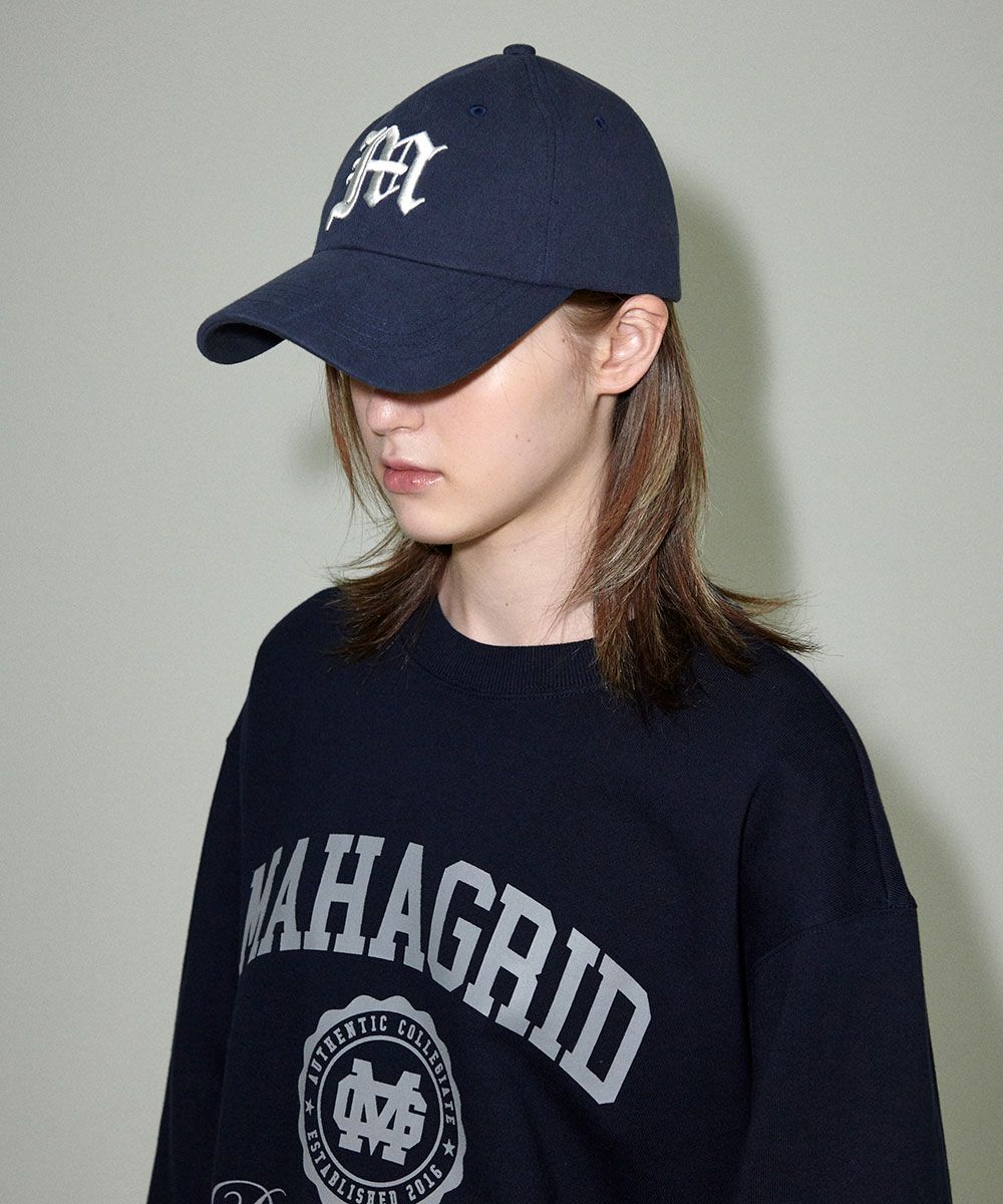 MUSINSA | MAHAGRID GOTHIC M LOGO BALL CAP NAVY(MG2EFMAB30A)