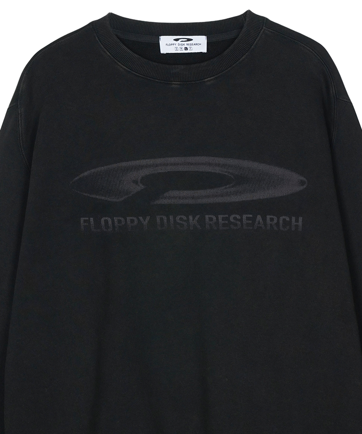 에프디알(FDR) Pigment Washed Disk Logo Crewneck Black