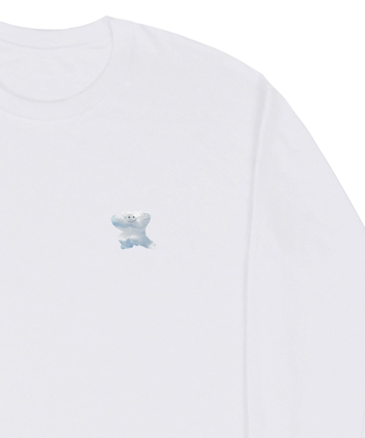 그레이버(GRAVER) [UNISEX]스몰 구름 베어스마일 롱슬리브 티셔츠_화이트