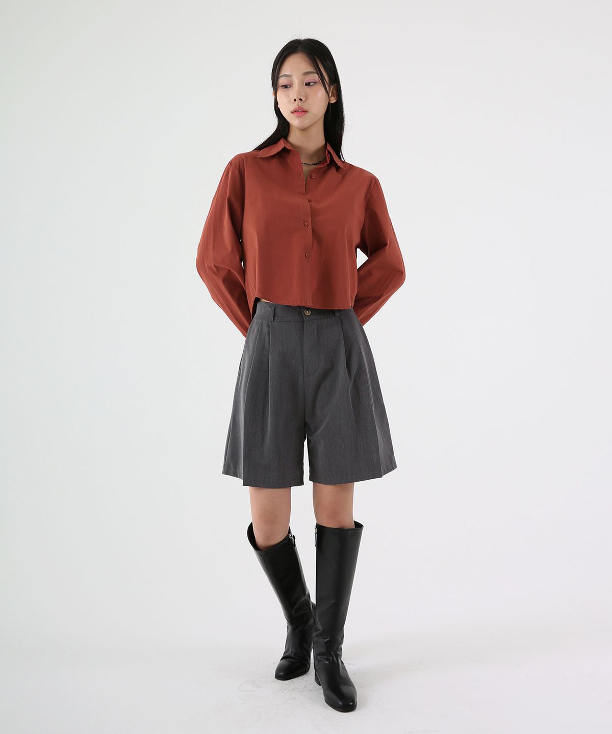 음(UMM) 여자 베이직워싱 크롭셔츠 4COLOR
