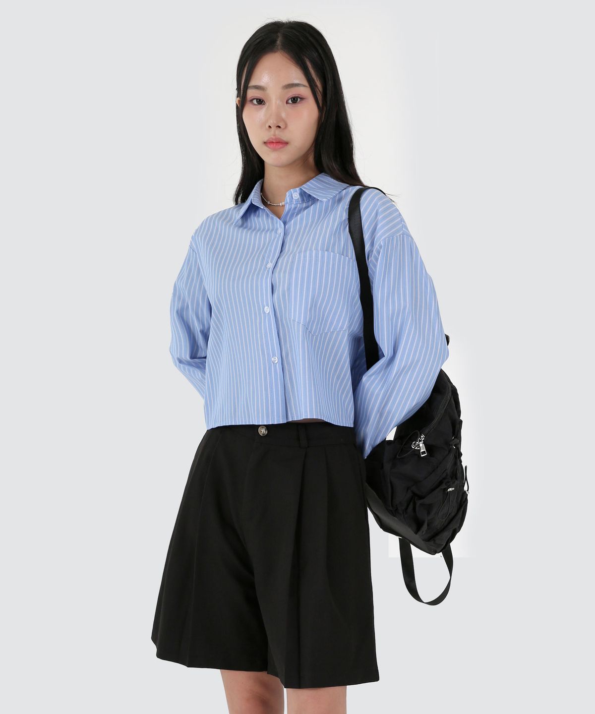 음(UMM) 여자 스트라이프 포켓크롭셔츠 3COLOR