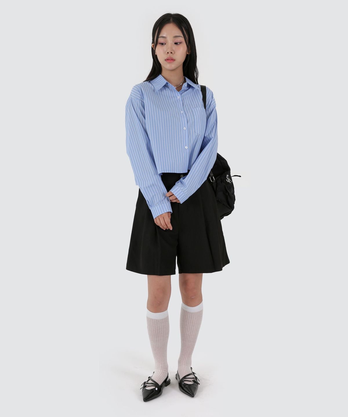 음(UMM) 여자 스트라이프 포켓크롭셔츠 3COLOR