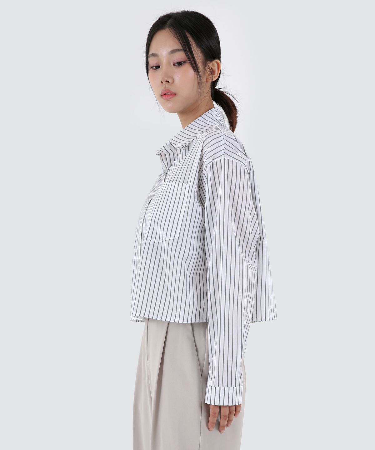 음(UMM) 여자 스트라이프 포켓크롭셔츠 3COLOR