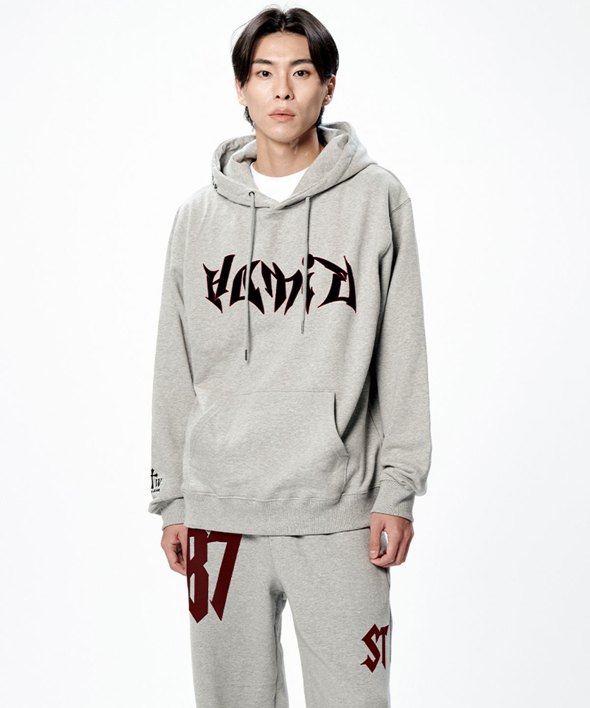 아티스트웨어(ARTISTWEAR) [세트상품] ATW 호미 후드티 + 87st 와이드밴딩 팬츠_GY