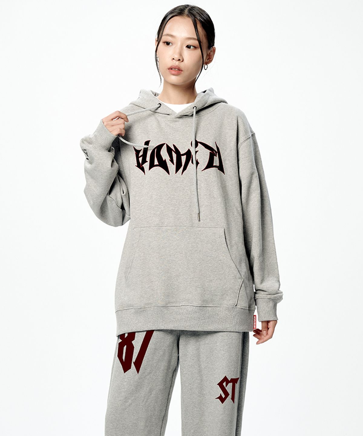 아티스트웨어(ARTISTWEAR) [세트상품] ATW 호미 후드티 + 87st 와이드밴딩 팬츠_GY