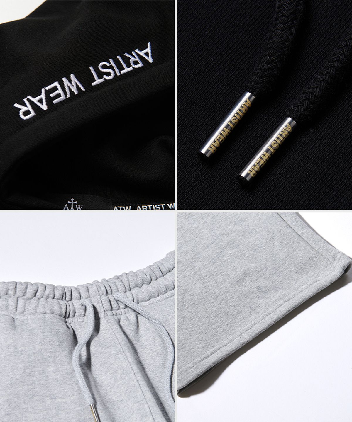 아티스트웨어(ARTISTWEAR) [세트상품] ATW 호미 후드티 + 87st 와이드밴딩 팬츠_GY