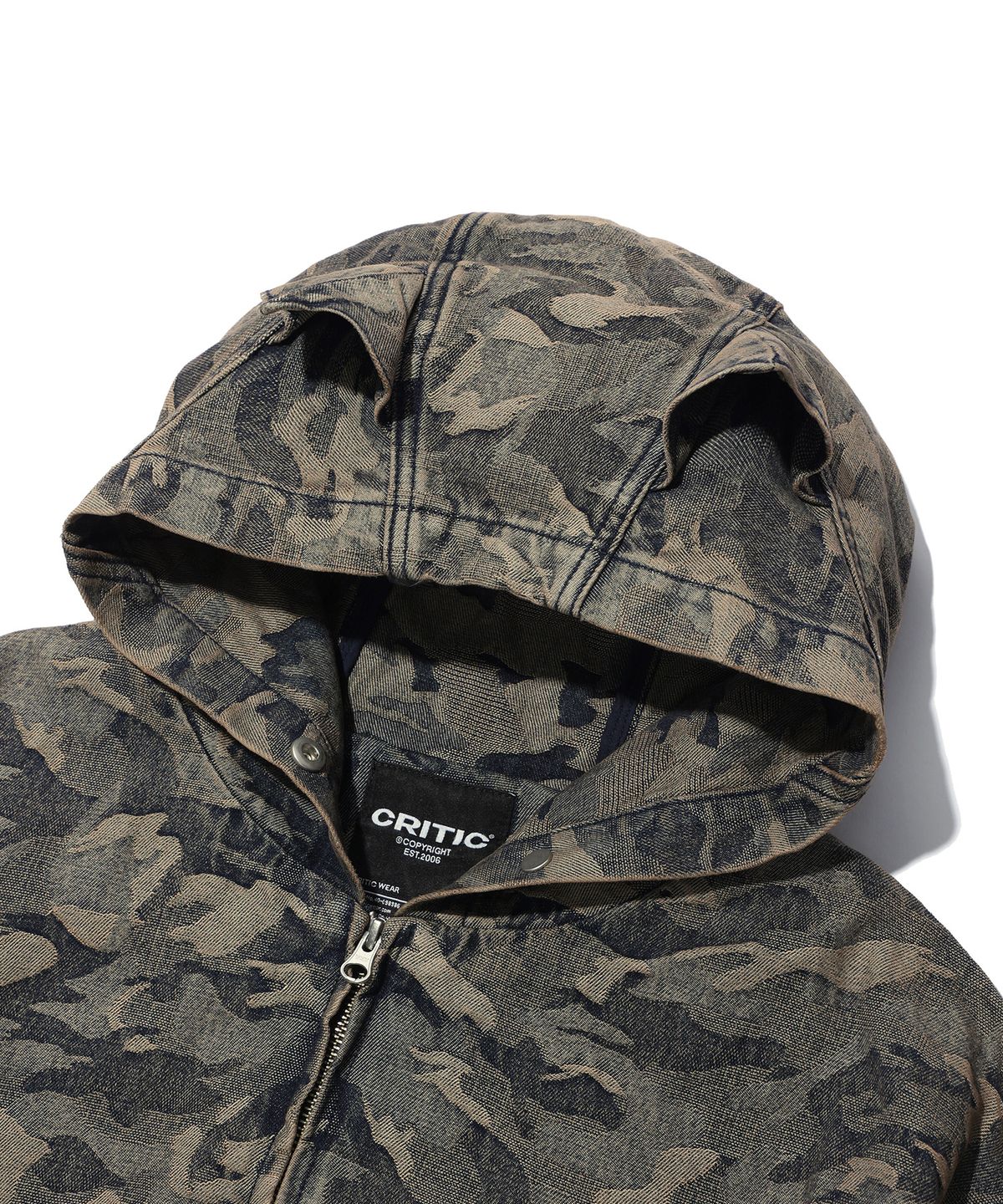 크리틱(CRITIC) DEVIL EARS CAMO WASHING SET UP DENIM HOODY ZIP UP BEIGE