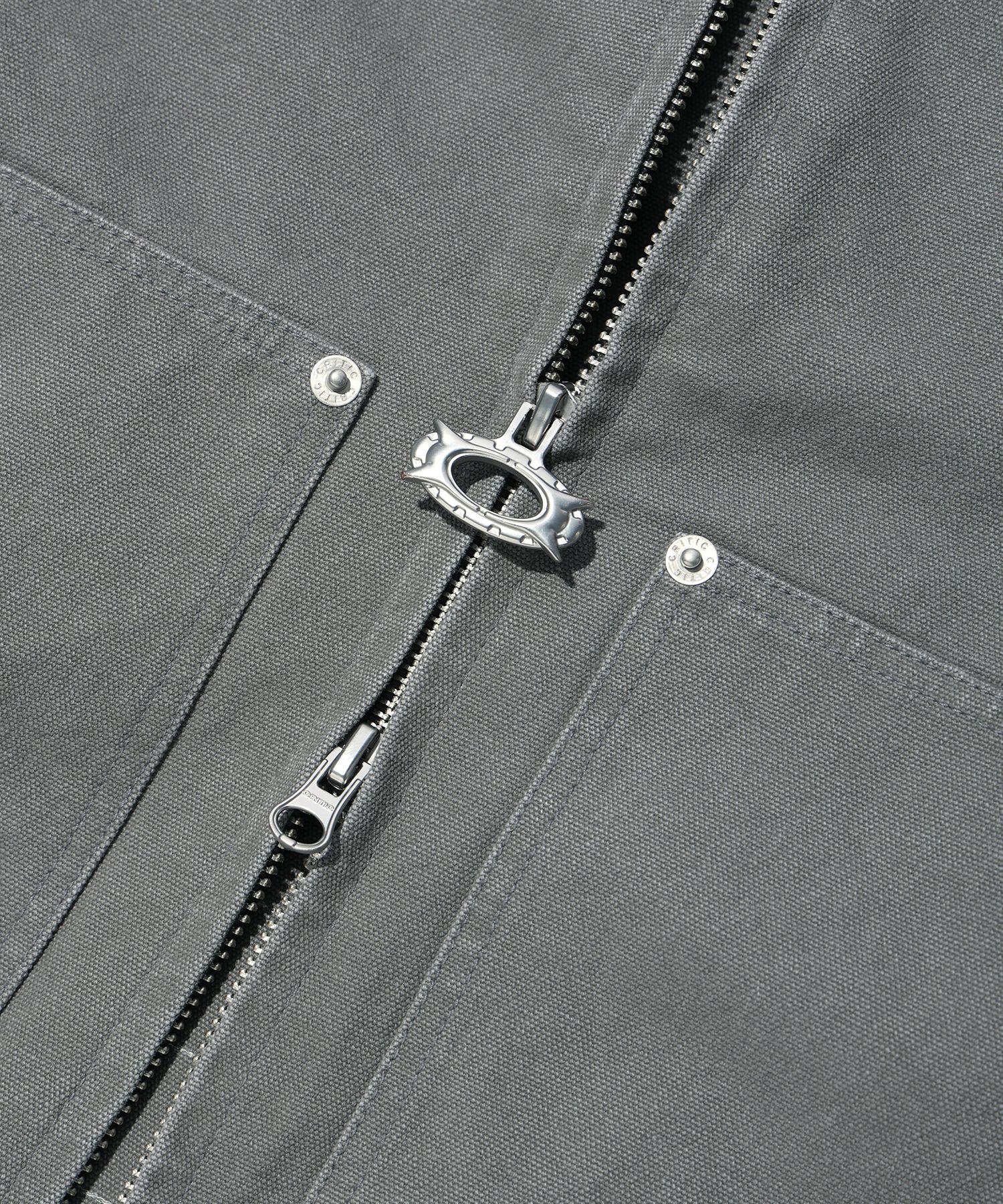 MUSINSA公式 | CRITIC WORMHOLE RACING SET UP WORK JACKET GREY